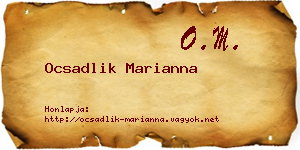 Ocsadlik Marianna névjegykártya